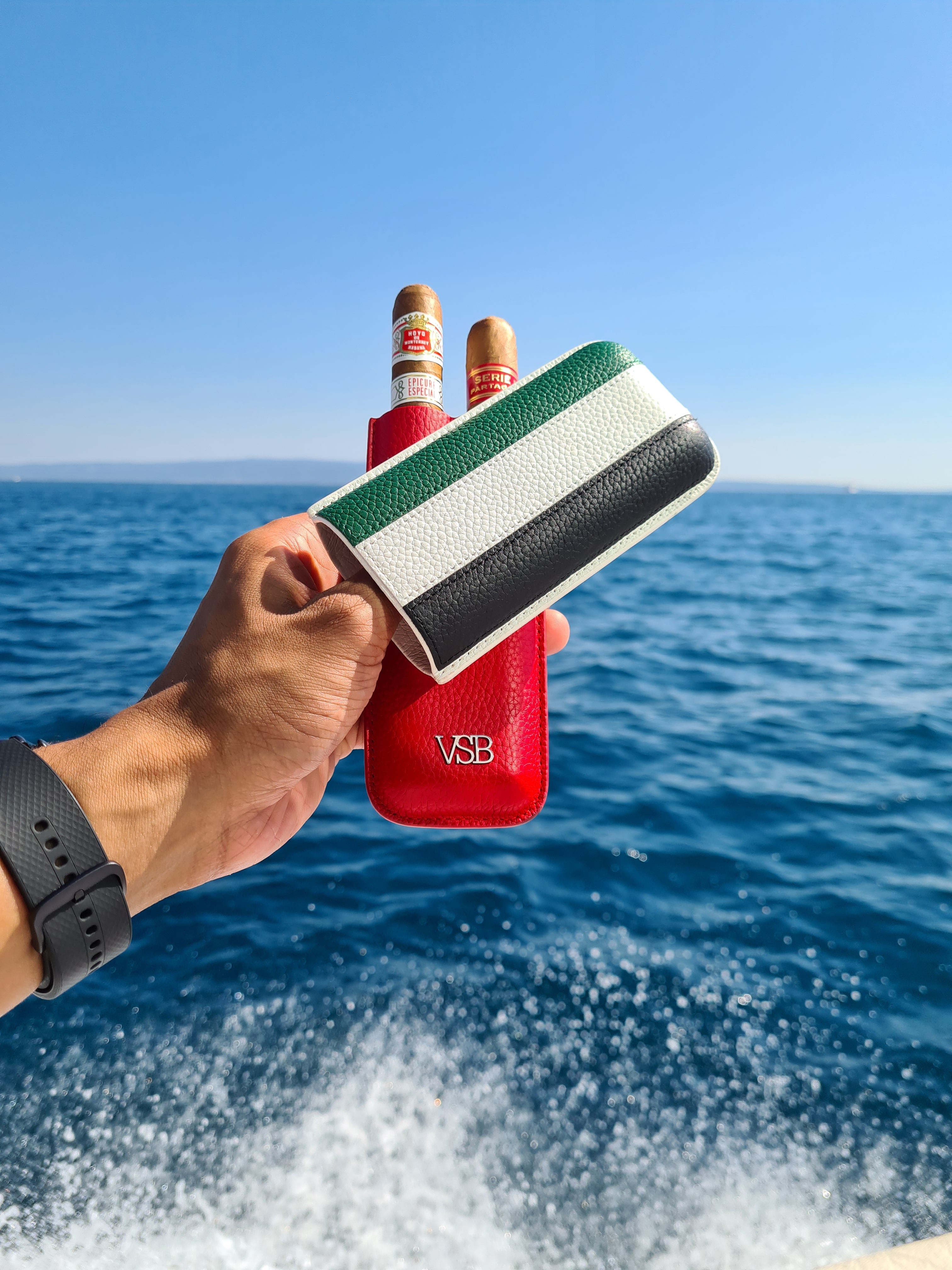 NEW! Two Finger UAE Flag Leather Cigar Pouch - VSB London