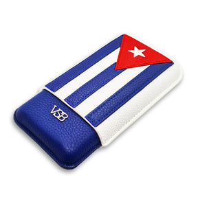 Three Finger Cuban Flag Leather Cigar Pouch