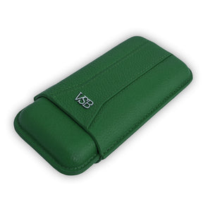 Three Finger British Racing Green Leather Cigar Pouch