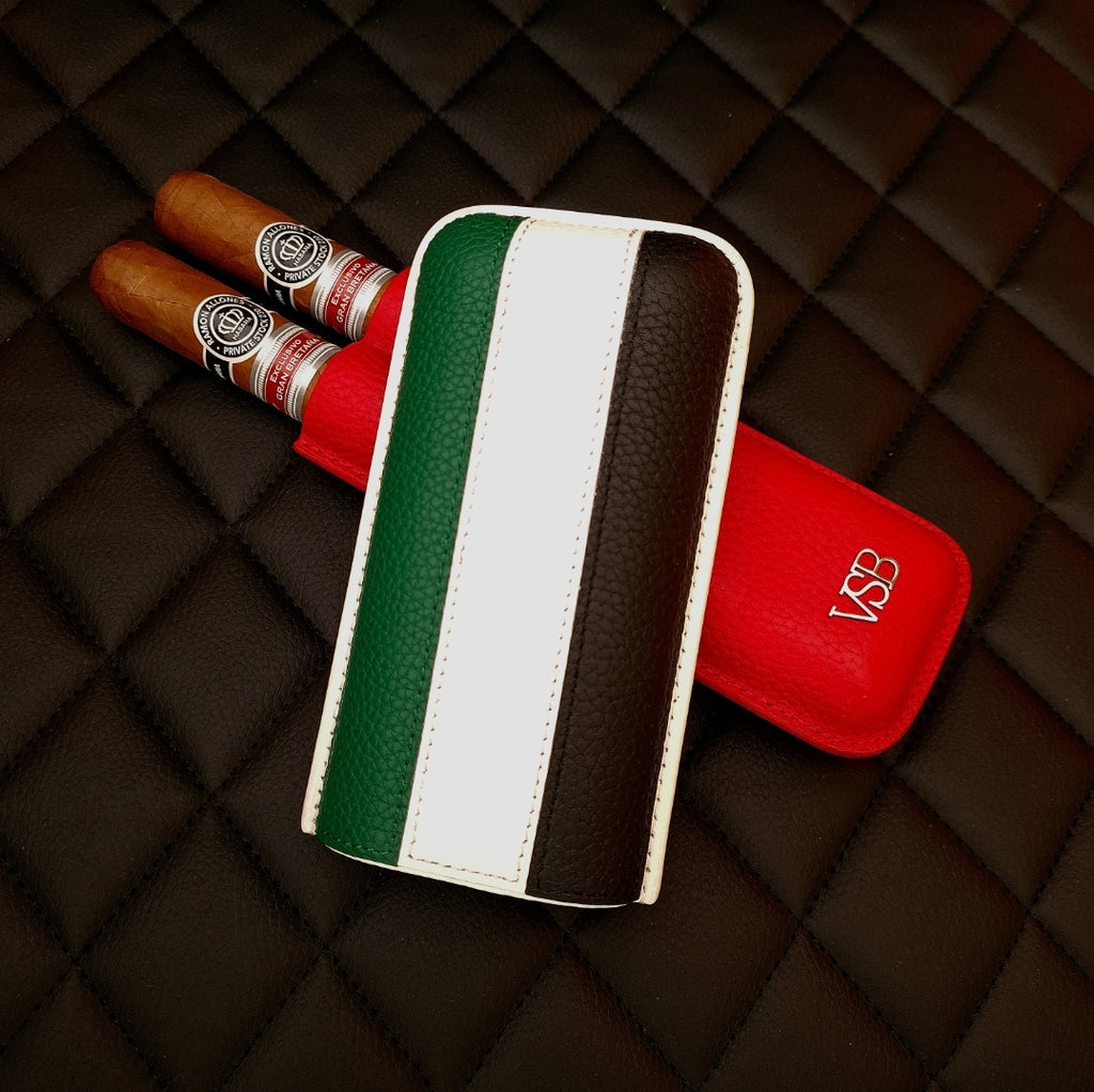 NEW! Two Finger UAE Flag Leather Cigar Pouch - VSB London