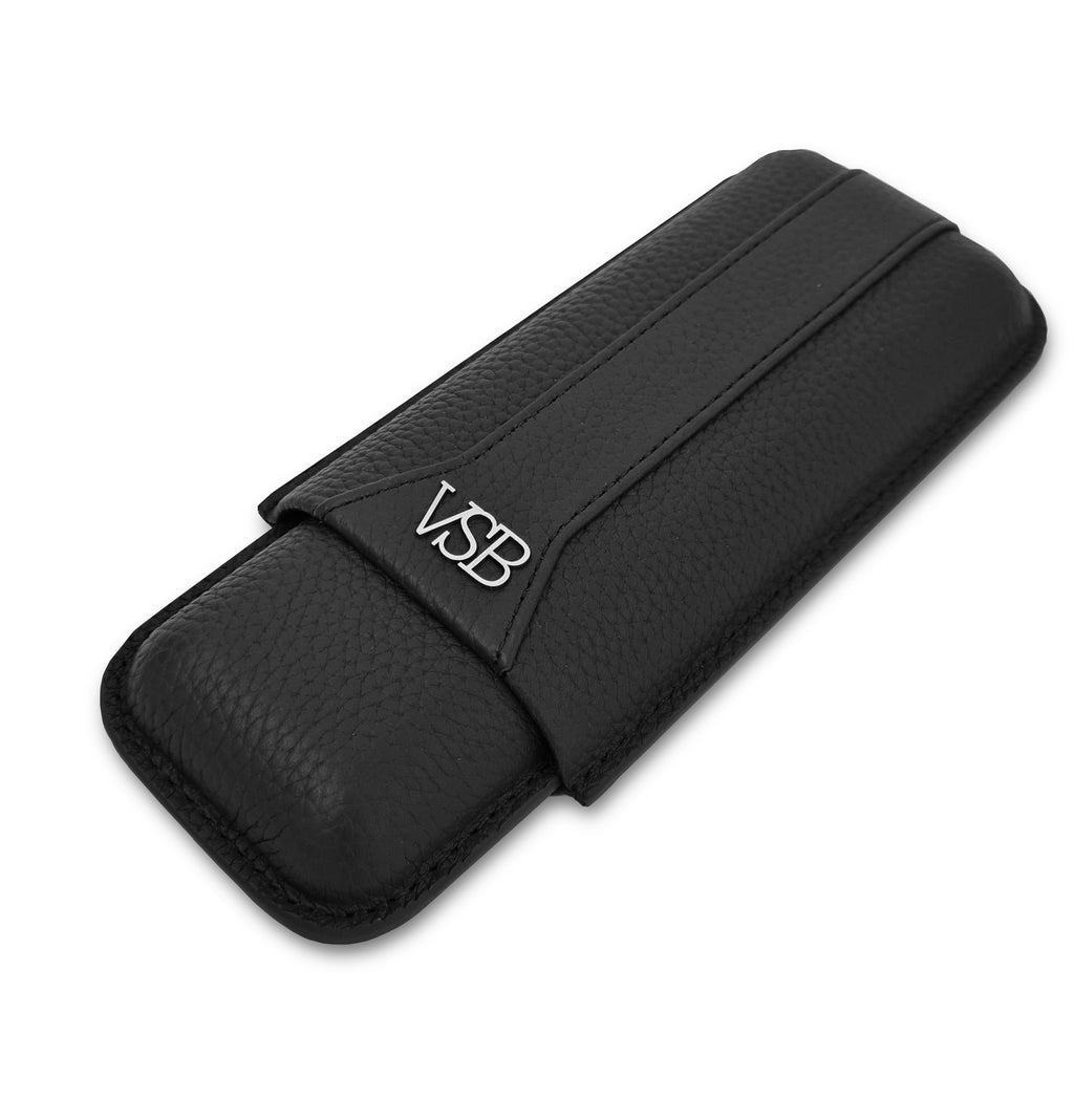 Two Finger Black Leather Cigar Pouch - VSB London