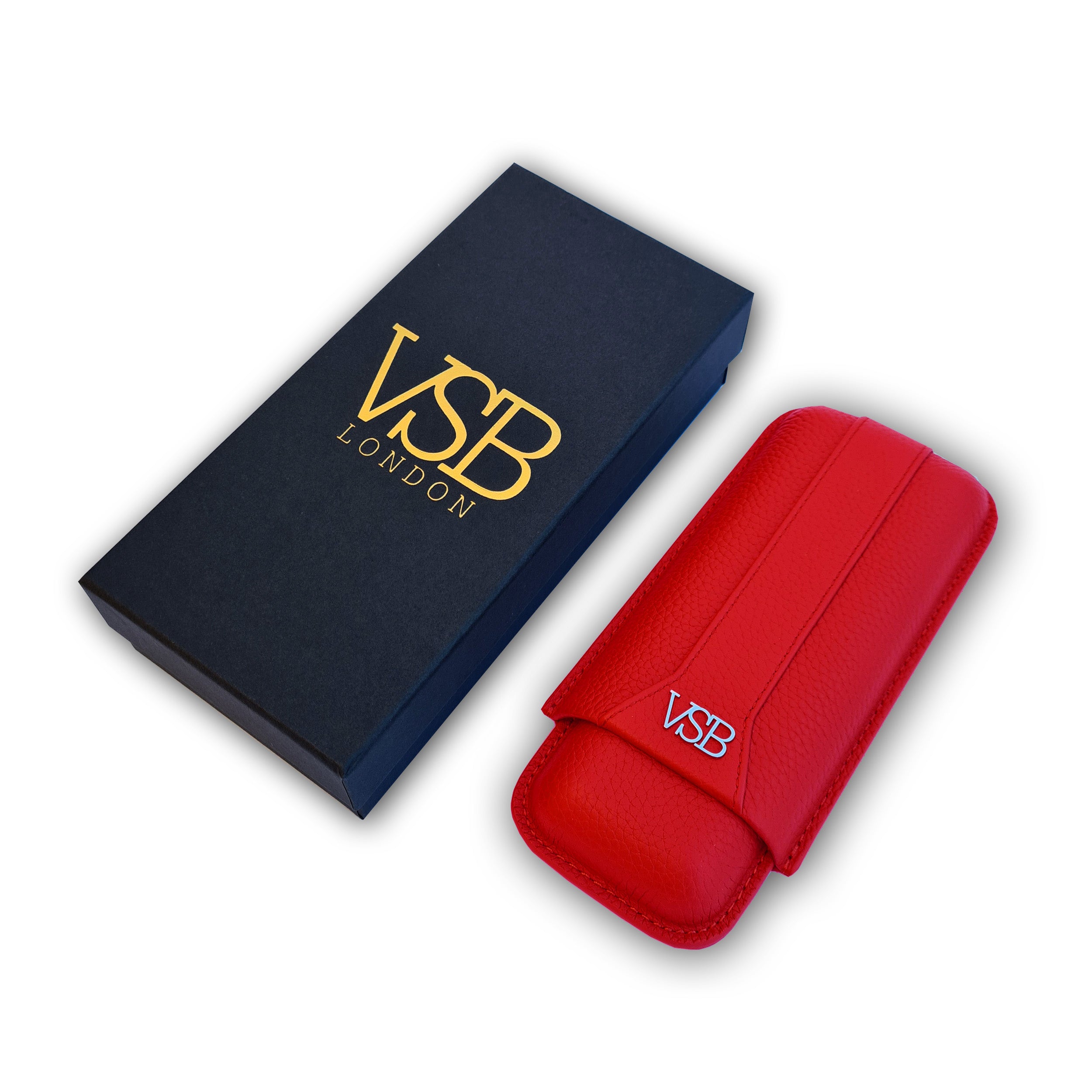 Two Finger Red Leather Cigar Pouch - VSB London