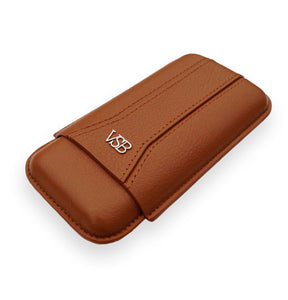 Three Finger Brown Leather Cigar Pouch