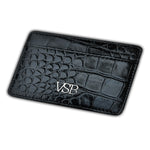 Load image into Gallery viewer, Crocodile Skin Black Card Holder - VSB London
