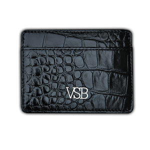 Crocodile Skin Black Card Holder - VSB London