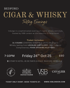 Cigar & Whisky Tasting Evening Ticket - 24th October 2025 - Bedford