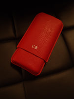 Load image into Gallery viewer, Three Finger Red Leather Cigar Pouch - VSB London
