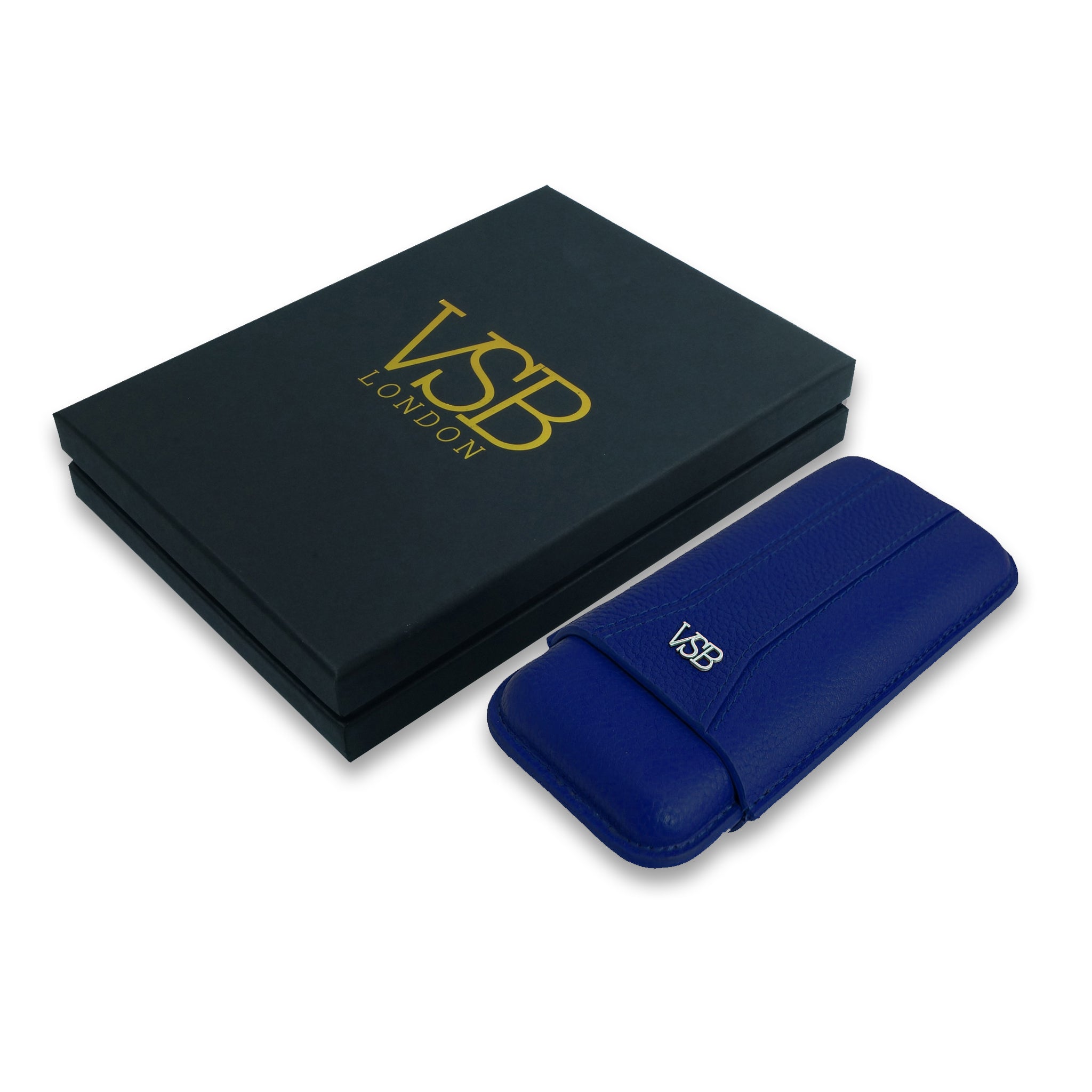 Royal Blue Leather Cigar Case by VSB London