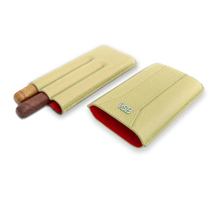 Three Finger Cream Leather Cigar Pouch - VSB London