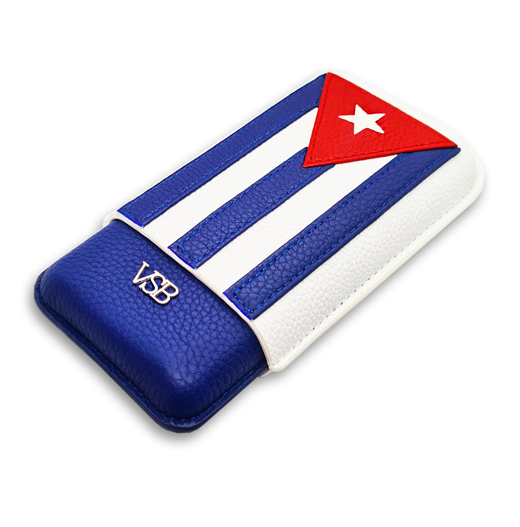Three Finger Cuban Flag Leather Cigar Pouch - VSB London