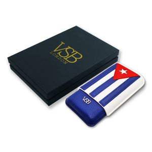 Three Finger Cuban Flag Leather Cigar Pouch - VSB London