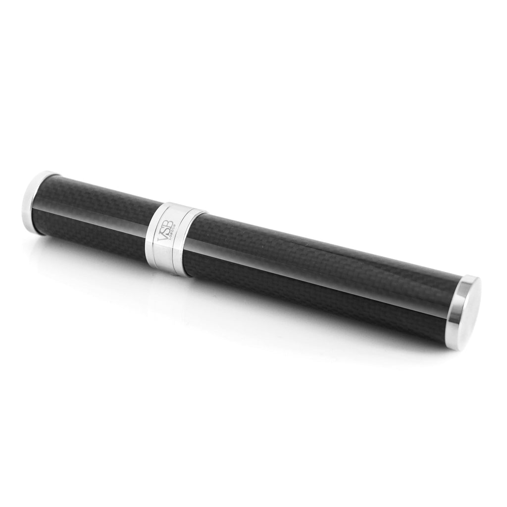 GLOSS CARBON FIBRE & STAINLESS STEEL CIGAR TUBE - VSB London