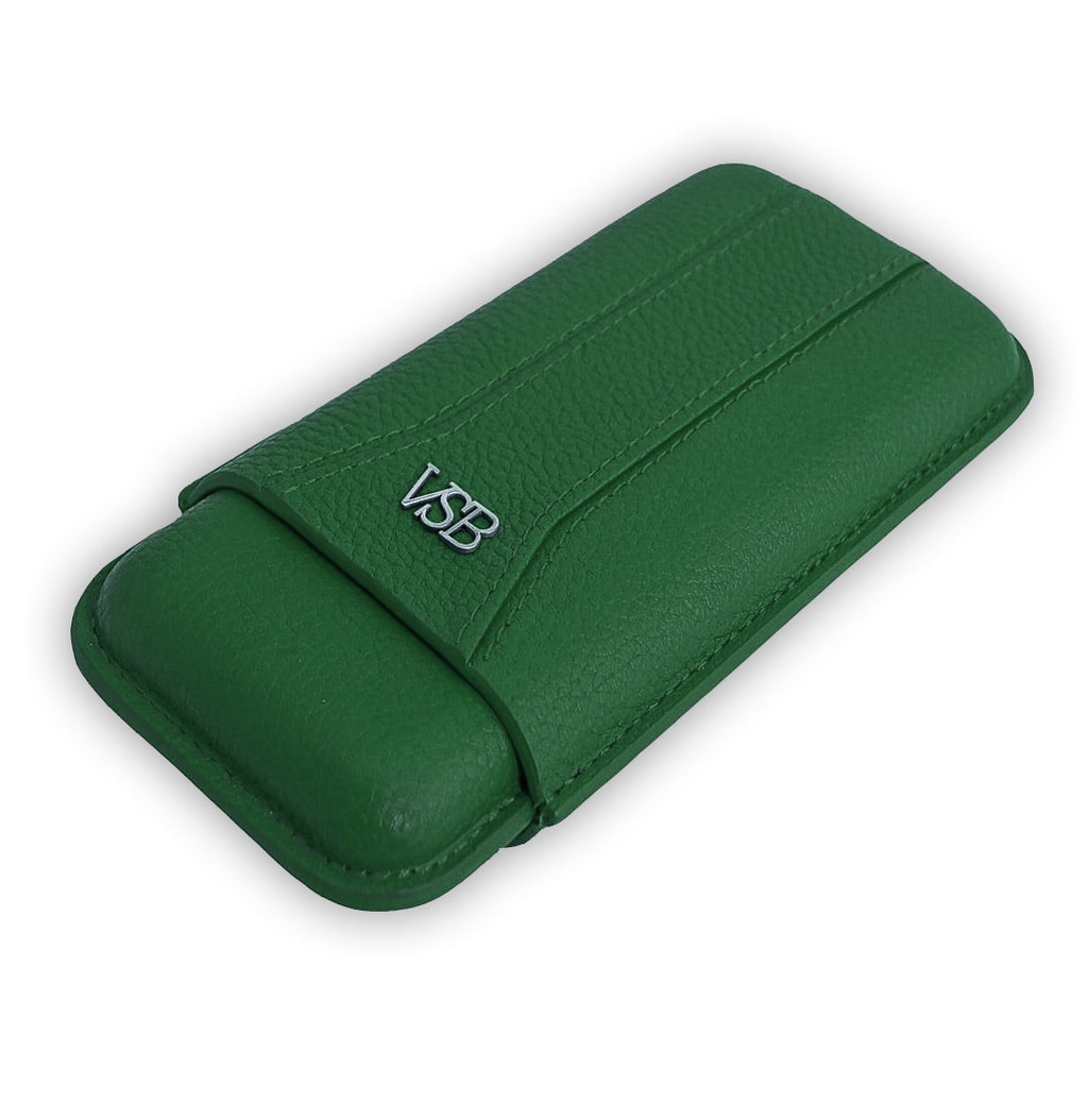 British racing Green leather cigar case by VSB London
