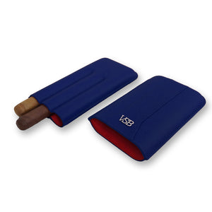 Royal Blue Leather Cigar Case by VSB London