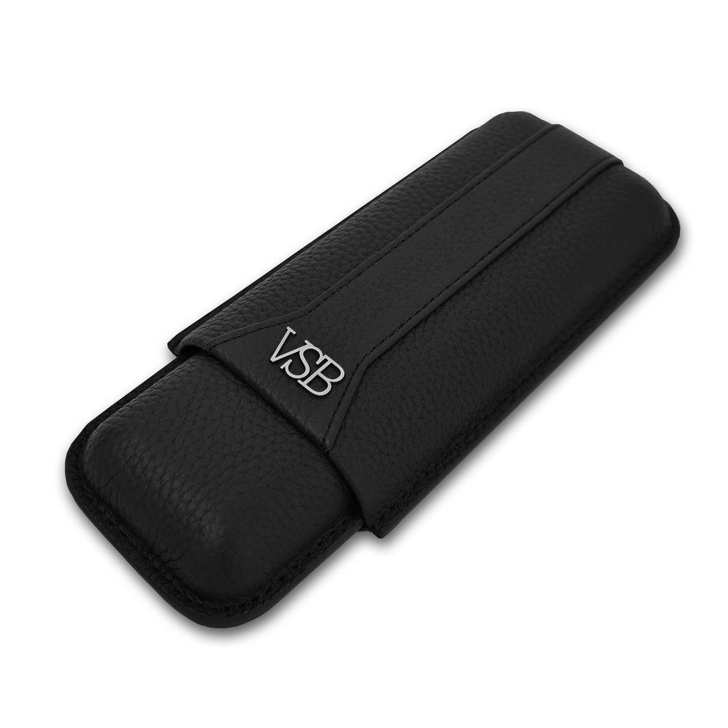 Two Finger Black Leather Cigar Pouch - VSB London