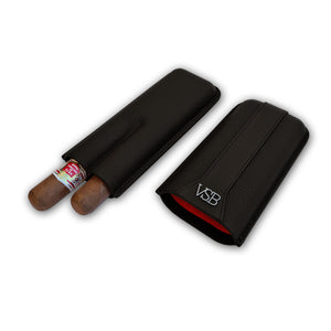 Two Finger Black Leather Cigar Pouch - VSB London