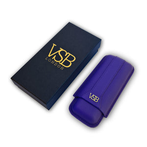 Two Finger Blue Leather Cigar Pouch - VSB London