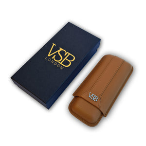 Two Finger Brown Leather Cigar Pouch - VSB London