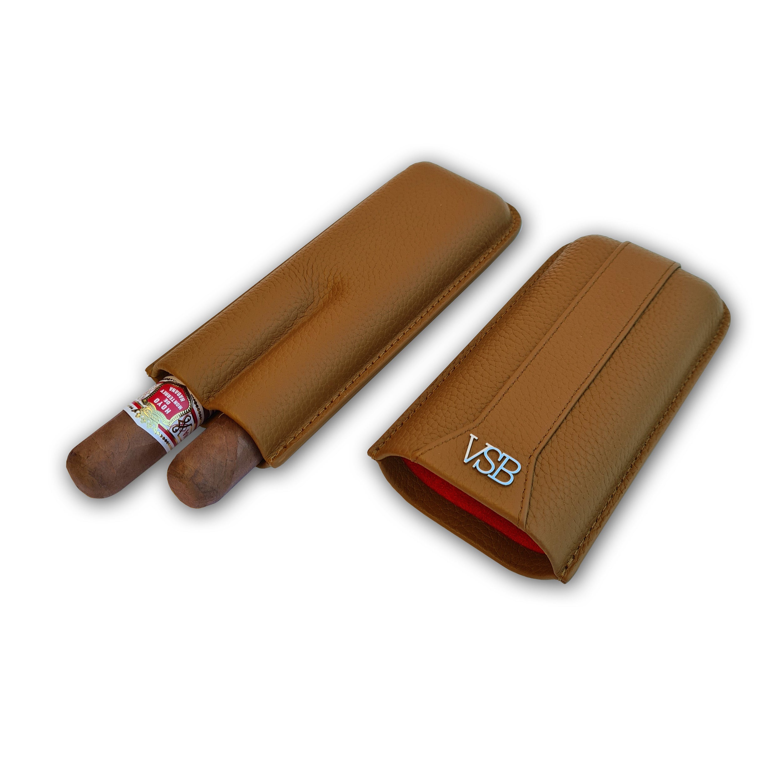 Two Finger Brown Leather Cigar Pouch - VSB London