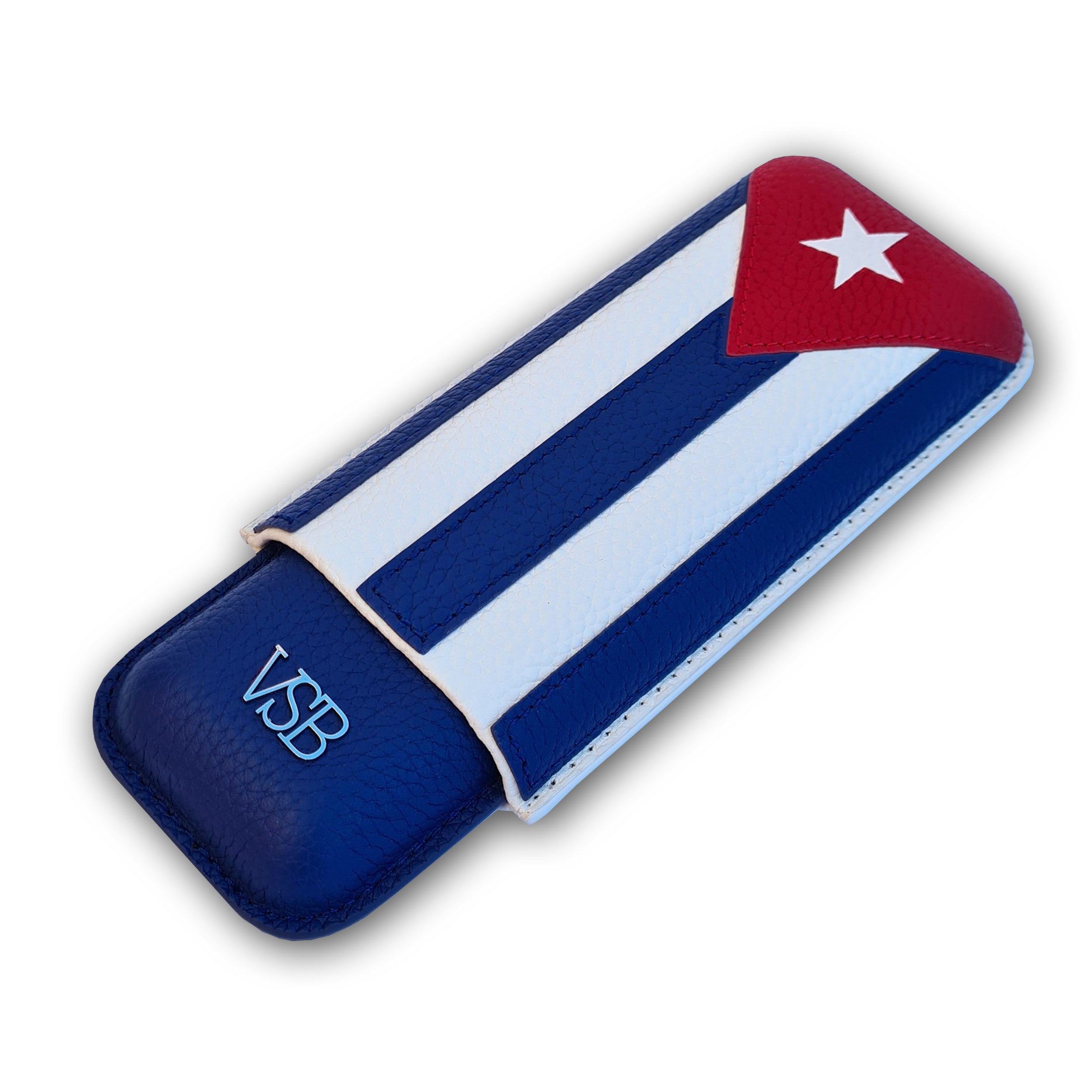 Two Finger Cuban Flag Leather Cigar Pouch - VSB London