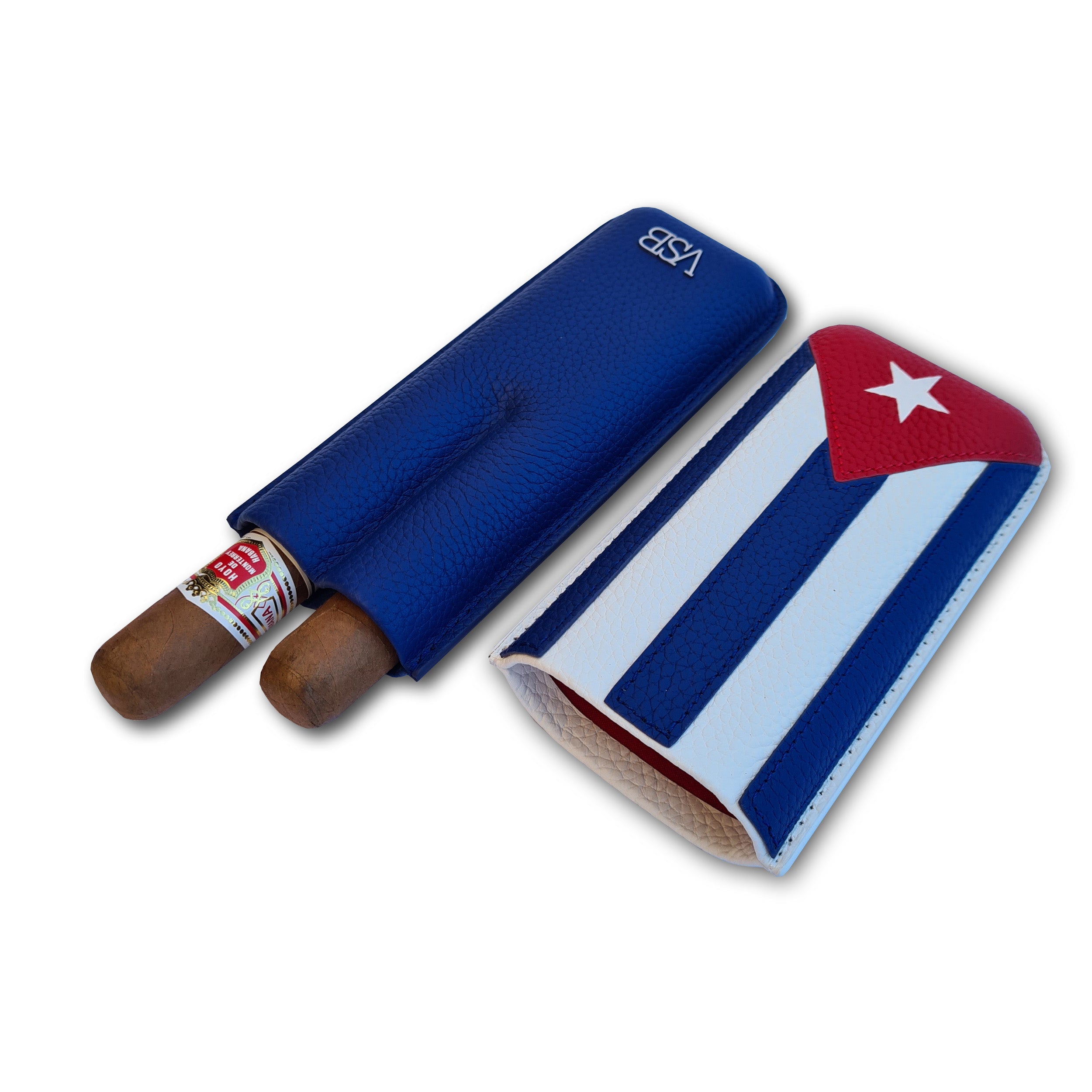 Two Finger Cuban Flag Leather Cigar Pouch - VSB London