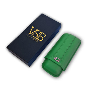 Two Finger British Racing Green Leather Cigar Pouch - VSB London