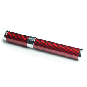 GLOSS RED CARBON FIBRE & STAINLESS STEEL CIGAR TUBE - VSB London